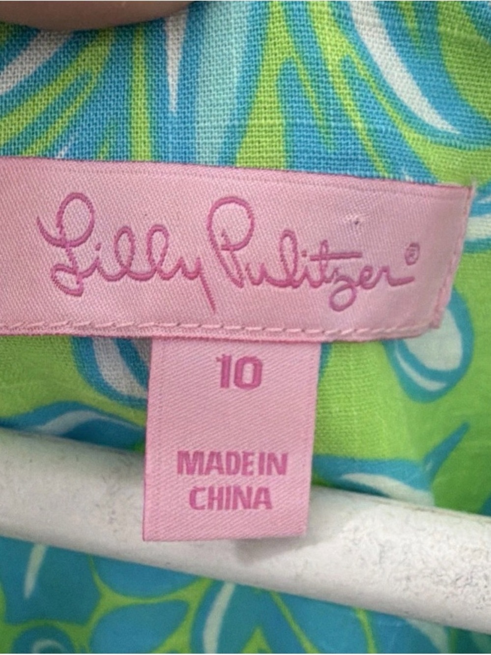 Lilly Pulitzer Green and Blue Printed Shift Dress - Picture 4 of 5